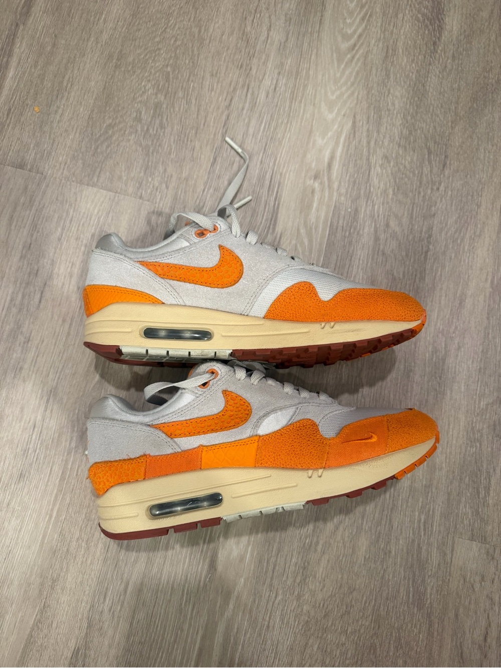 Nike Orange and Light Gray Air Max1 Sneakers